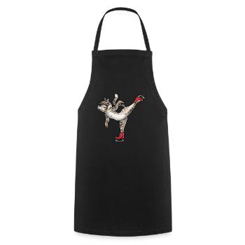 Figure Skating - Cat Figure Skating - Cooking Apron - black - Front - AI Model Male 185 dark (185cm)