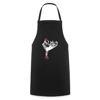 Figure Skating - Cat Figure Skating - Cooking Apron - black - Front - AI Model Male 185 dark (185cm)