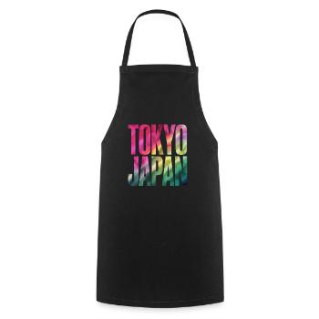 Tokyo Japon Souvenir Lettrage coloré - Tablier de cuisine - noir - Devant - AI Model Male 185 dark (185cm)