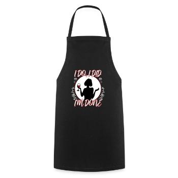 Je le fais, j’ai fait, j’ai fini - Tablier de cuisine - noir - Devant - AI Model Male 185 dark (185cm)