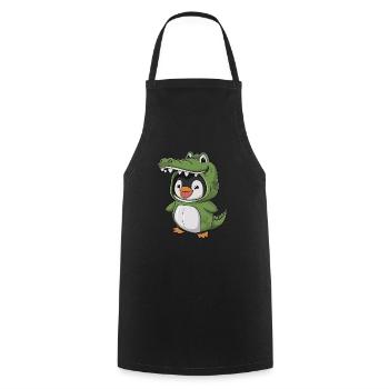 Pingouin en costume de crocodile - Tablier de cuisine - noir - Devant - AI Model Male 185 dark (185cm)