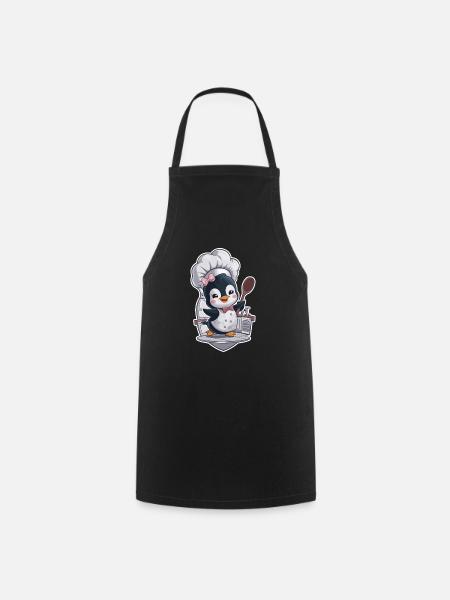Pinguin Chefkoch mit Kochmütze und Löffel - Kochschürze - Schwarz