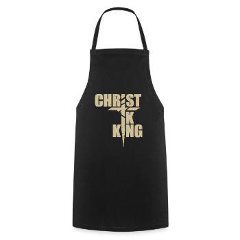 Le Christ est roi Foi chrétienne Religieux - Tablier de cuisine - noir - Devant - AI Model Male 185 dark (185cm)