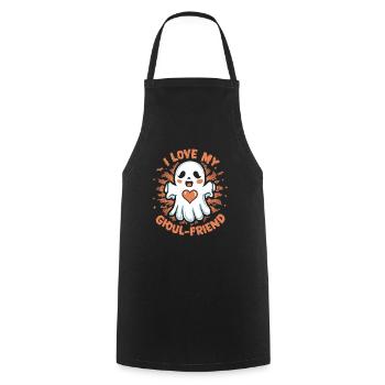 J’aime mon ami goule mignon fantôme Halloween - Tablier de cuisine - noir - Devant - AI Model Male 185 dark (185cm)