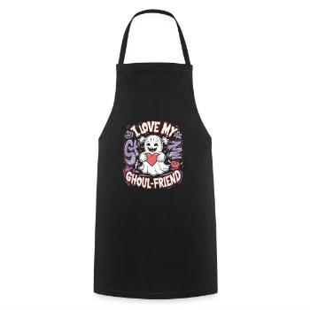 J’aime mon ami goule mignon fantôme Halloween - Tablier de cuisine - noir - Devant - AI Model Male 185 dark (185cm)