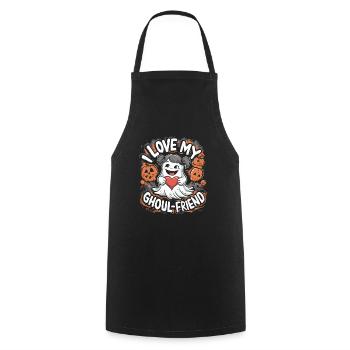J’aime mon ami goule mignon fantôme Halloween - Tablier de cuisine - noir - Devant - AI Model Male 185 dark (185cm)