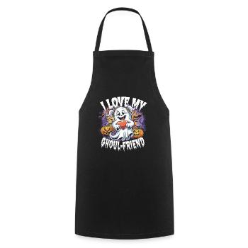 J’aime mon ami goule mignon fantôme Halloween - Tablier de cuisine - noir - Devant - AI Model Male 185 dark (185cm)