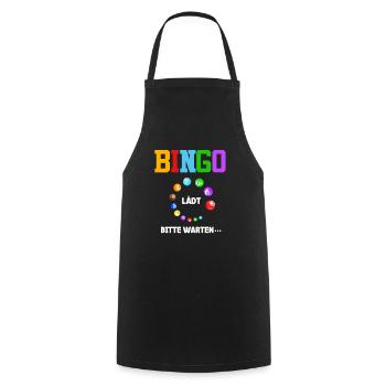 BINGO LÄDT BITTE WARTEN... Lustiges Bingospieler - Kochschürze - Schwarz - Vorne - AI Model Male 185 dark (185cm)