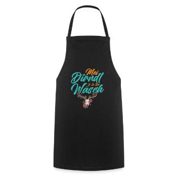 Münchner Volksfest MEI DIRNDL IS IN DA WÄSCH - Cooking Apron - black - Front - AI Model Male 185 dark (185cm)