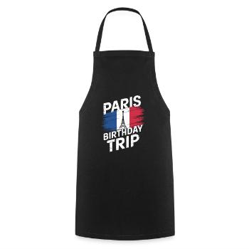 Paris Birthday Trip mit Eiffelturm - Kochschürze - Schwarz - Vorne - AI Model Male 185 dark (185cm)
