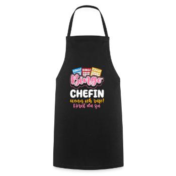 BINGO CHEFIN WENN ICH RUFE HÖRST DU ZU! Lustiges - Kochschürze - Schwarz - Vorne - AI Model Male 185 dark (185cm)