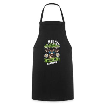 Munich folk festival MEI LEDERHOSEN WEARS NO DA - Cooking Apron - black - Front - AI Model Male 185 dark (185cm)