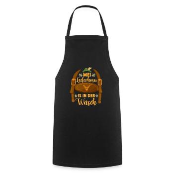 Munich folk festival MEI LEDERHOSEN IS IN DA WÄSCH - Cooking Apron - black - Front - AI Model Male 185 dark (185cm)