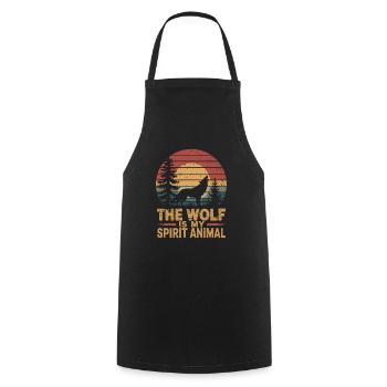 Wolf The Wolf Is My Spirit Animal - Cooking Apron - black - Front - AI Model Male 185 dark (185cm)