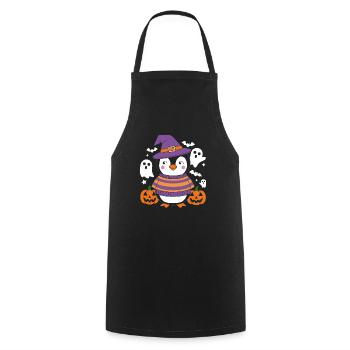Pinguin Halloween mit Kürbissen und Geistern - Kochschürze - Schwarz - Vorne - AI Model Male 185 dark (185cm)