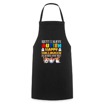 Halloween Kids HAVE AUTISM HAPPY HALLOWEEN - Cooking Apron - black - Front - AI Model Male 185 dark (185cm)