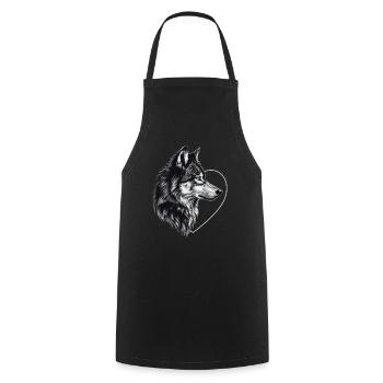 Wolf - Cooking Apron - black - Front - AI Model Male 185 dark (185cm)