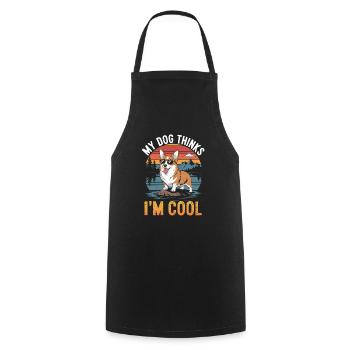 Corgi mon chien pense que je suis cool - Tablier de cuisine - noir - Devant - AI Model Male 185 dark (185cm)