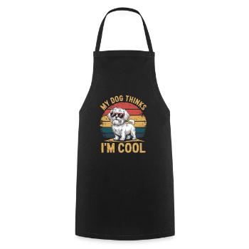 Maltese dog my dog thinks I'm cool - Cooking Apron - black - Front - AI Model Male 185 dark (185cm)