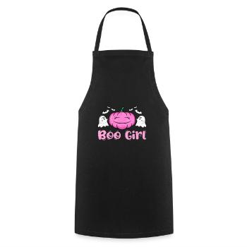 Halloween Costume Kids BOO GIRL Funny - Cooking Apron - black - Front - AI Model Male 185 dark (185cm)