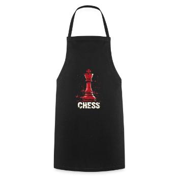Queen Chess Masterpiece Design - Cooking Apron - black - Front - AI Model Male 185 dark (185cm)