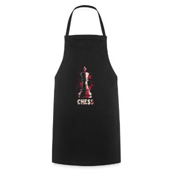 Queen Chess Masterpiece Design - Cooking Apron - black - Front - AI Model Male 185 dark (185cm)