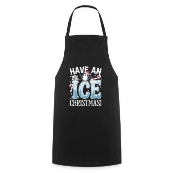 Have an icy Christmas with Penguin - Cooking Apron - black - Front - AI Model Male 185 dark (185cm)