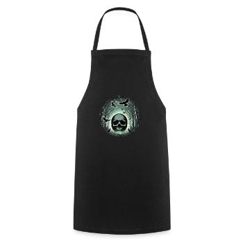 Skeleton Skull Rose Retro Rose Lover Graphic - Cooking Apron - black - Front - AI Model Male 185 dark (185cm)