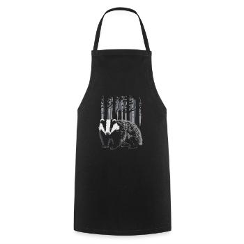 Cottagecore blaireau dans la forêt enchantée - Tablier de cuisine - noir - Devant - AI Model Male 185 dark (185cm)