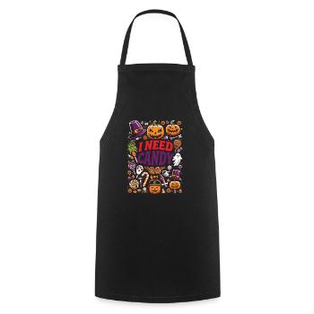 Costume d’Halloween Enfants J’AI BESOIN DE BONBONS DRÔLE - Tablier de cuisine - noir - Devant - AI Model Male 185 dark (185cm)