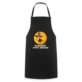 Halloween Costume Girl SWEETEST WITCH AROUND - Cooking Apron - black - Front - AI Model Male 185 dark (185cm)