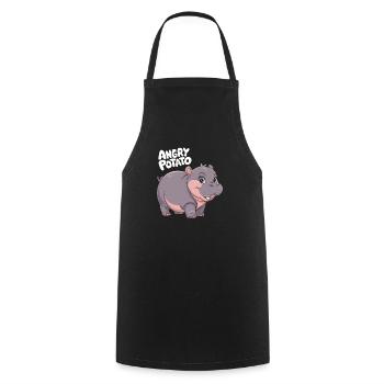 Moo Deng Angry Potato Nilpferd Illustration - Kochschürze - Schwarz - Vorne - AI Model Male 185 dark (185cm)