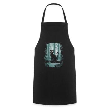 Forêt enchantée cottagecore avec chat noir et - Tablier de cuisine - noir - Devant - AI Model Male 185 dark (185cm)