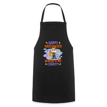 Happy Halloween WHERE'S MY CANDY? Funny Kids - Cooking Apron - black - Front - AI Model Male 185 dark (185cm)