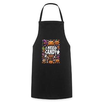 Costume d’Halloween Enfants J’AI BESOIN DE BONBONS DRÔLE - Tablier de cuisine - noir - Devant - AI Model Male 185 dark (185cm)