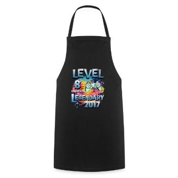 Level 8 Freigeschaltet seit 2017 Geburtstag - Kochschürze - Schwarz - Vorne - AI Model Male 185 dark (185cm)