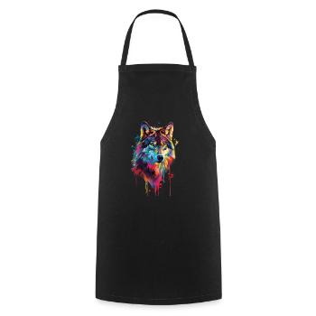 Wolf - Cooking Apron - black - Front - AI Model Male 185 dark (185cm)