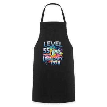 Level 55 Freigeschaltet seit 1982 Geburtstag - Kochschürze - Schwarz - Vorne - AI Model Male 185 dark (185cm)
