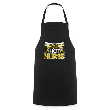 Property Of A Hot Nurse - Cooking Apron - black - Front - AI Model Male 185 dark (185cm)