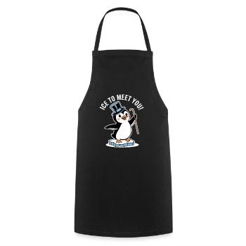 Pingouin avec chapeau haut de forme drôle - Tablier de cuisine - noir - Devant - AI Model Male 185 dark (185cm)
