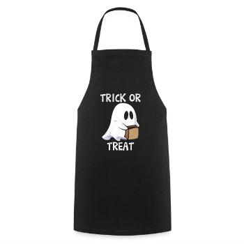 Fête d’Halloween TRICK OR TREAT - Tablier de cuisine - noir - Devant - AI Model Male 185 dark (185cm)