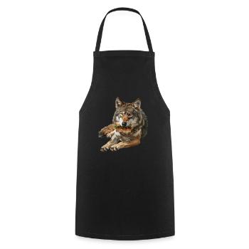 Wolf - Cooking Apron - black - Front - AI Model Male 185 dark (185cm)