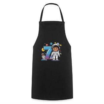 7th Birthday Astronaut Space Adventure for Boys - Cooking Apron - black - Front - AI Model Male 185 dark (185cm)