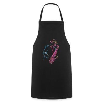 Unique jazz saxophonist in retro style - Cooking Apron - black - Front - AI Model Male 185 dark (185cm)
