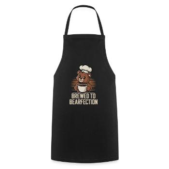 Coffee Lover Bear with Cute Hatter - Cooking Apron - black - Front - AI Model Male 185 dark (185cm)