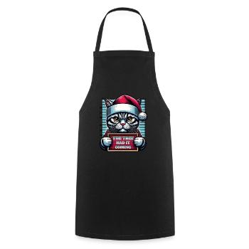 Santa Claus Christmas Funny Cats Mugshot - Cooking Apron - black - Front - AI Model Male 185 dark (185cm)