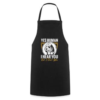 Bernedoodle Eyes Human I hear you, but I - Cooking Apron - black - Front - AI Model Male 185 dark (185cm)