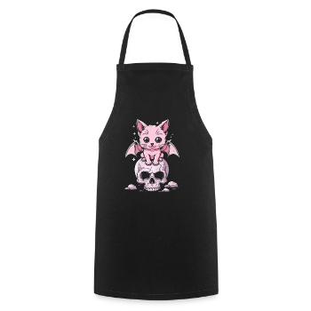 Kawaii Chat Pastel Goth Mignon Effrayant - Tablier de cuisine - noir - Devant - AI Model Male 185 dark (185cm)