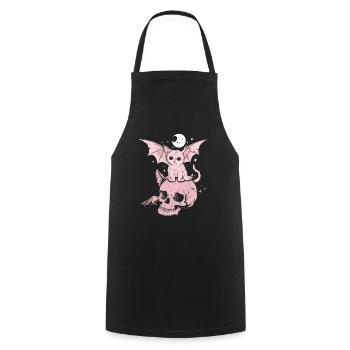 Kawaii Chat Pastel Goth Mignon Effrayant - Tablier de cuisine - noir - Devant - AI Model Male 185 dark (185cm)