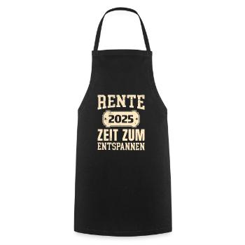 RENTE 2025 ZEIT ZUM ENTSPANNEN Lustiges Rentner - Kochschürze - Schwarz - Vorne - AI Model Male 185 dark (185cm)